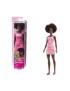 Bambola barbie 30 cm nera con vestito rosa mattel hgm59
